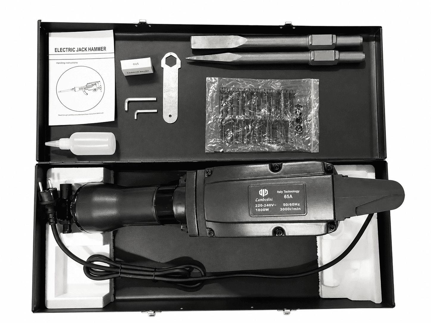 65A jackhammer, chisels and accessories