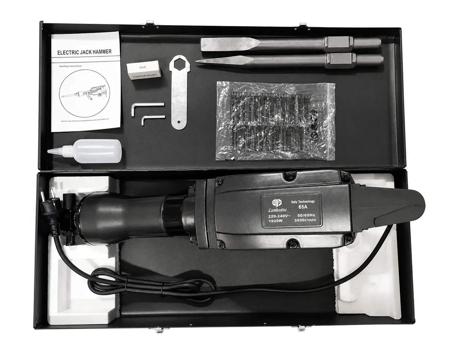65A jackhammer, chisels and accessories