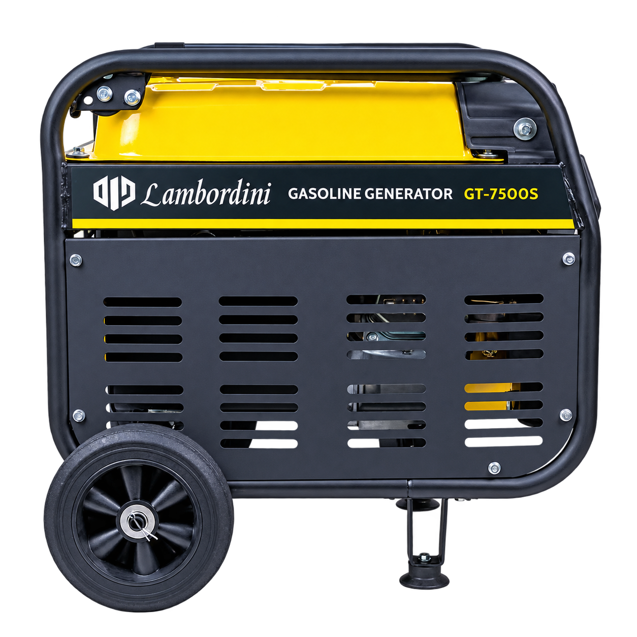 Yellow Lambordini GT7500S generator — side view