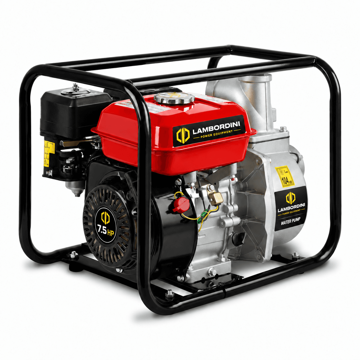 Lambordini 7.5 HP water pump — red, front view